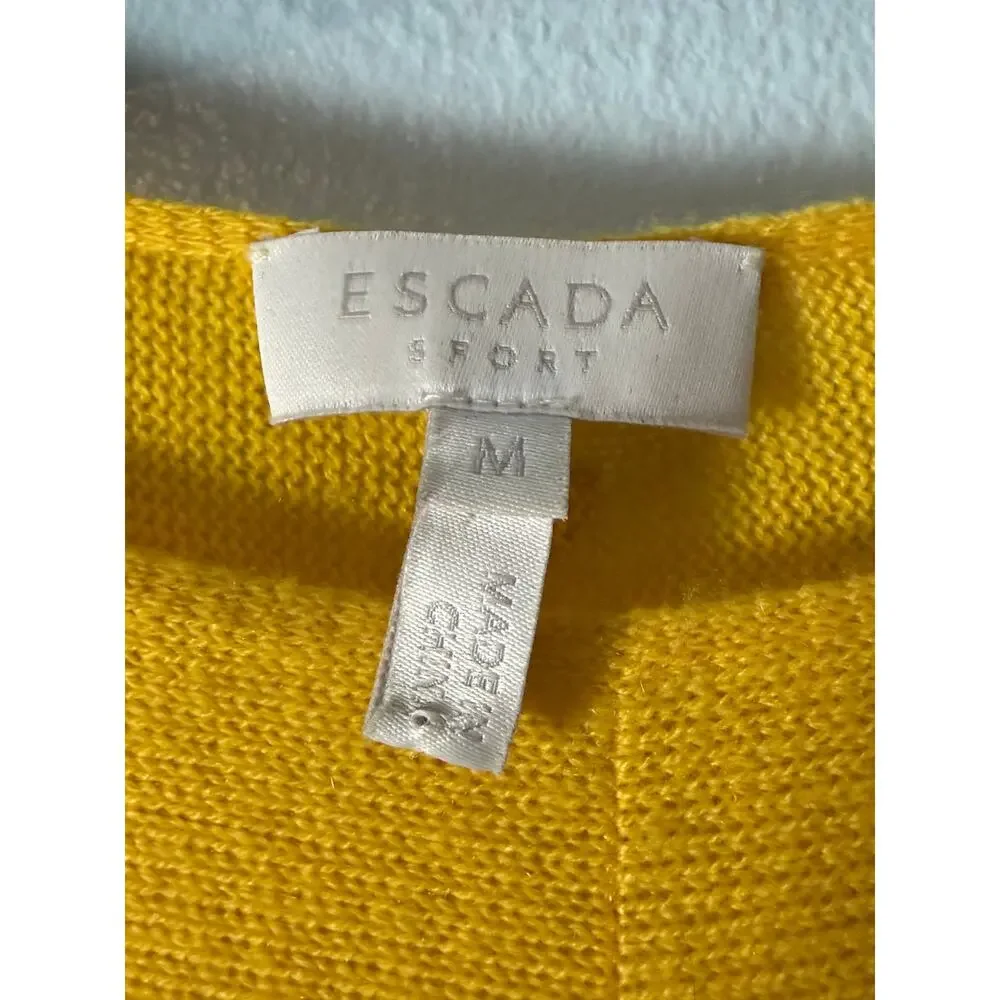 Escada Sport Softina Cashmere Sweater Medium Yellow Batwing Dolman Knit Top Luxe